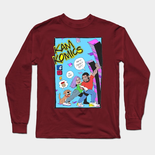 Kam Komics_follow Kam Komics_tshirt Long Sleeve T-Shirt by Kam Komics 